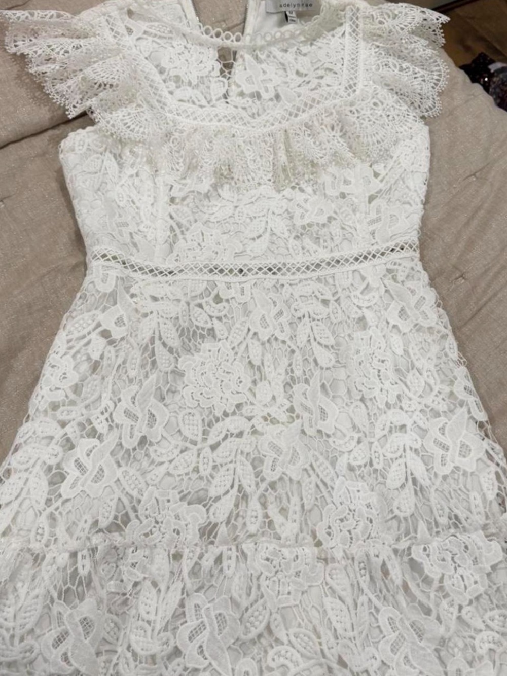 Hemline white lace mini dress